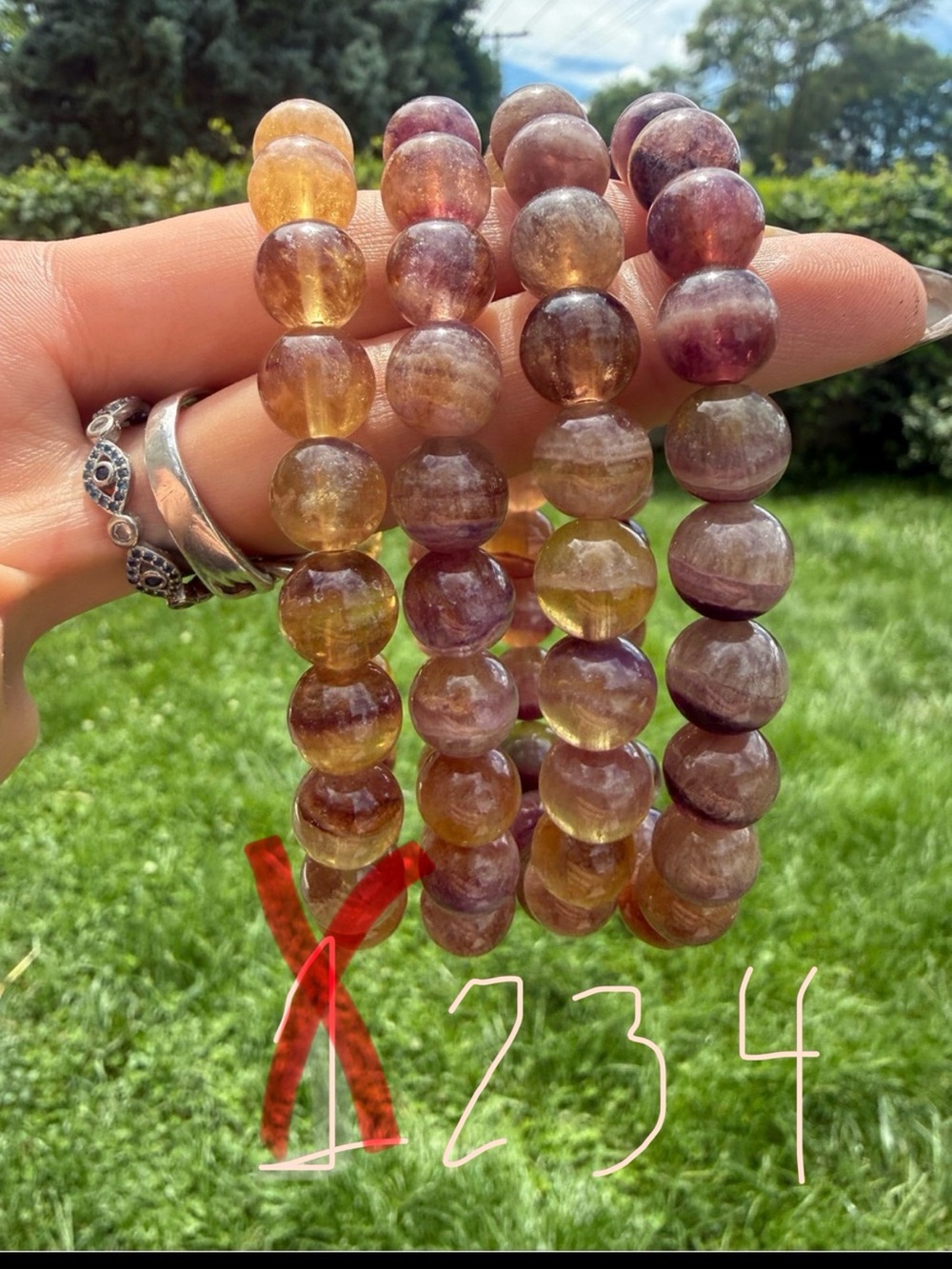 (1) Candy Fluorite Thousand Layer Stretch Bracelet - Picture 3 of 4